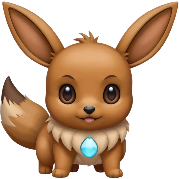 Eevee de Pokémon haciendo una mueca graciosa, estilo emoji divertido emoji