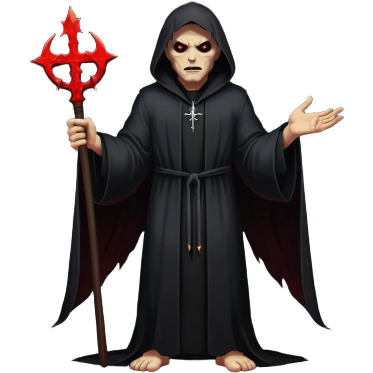A preacher who's actually a demon.... but Noone knows it yet, in the style of your bleeding skull art. Dark gritty and menacing art style. Like in a doom game, full body emoji