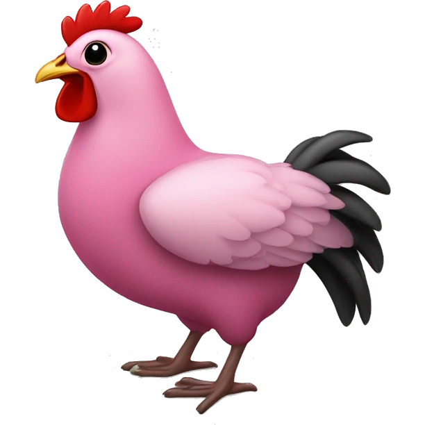 Pollito negro con un moño rosa  emoji