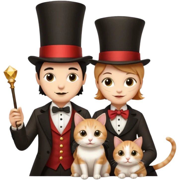 magician couple and their pet cat emoji
