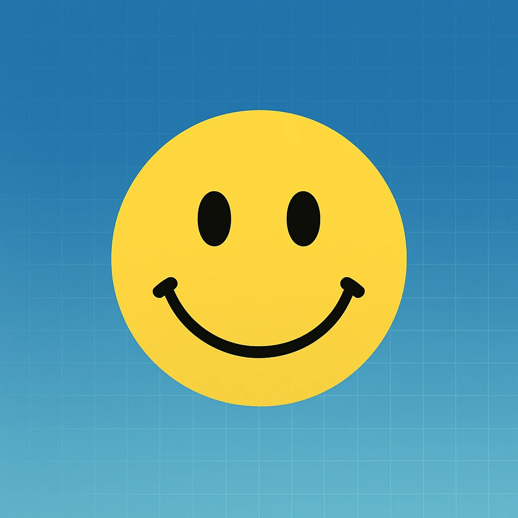 Frame 4: Background is mostly gradient, blue tint increasing, first faint grid lines appear, smiley face unchanged emoji