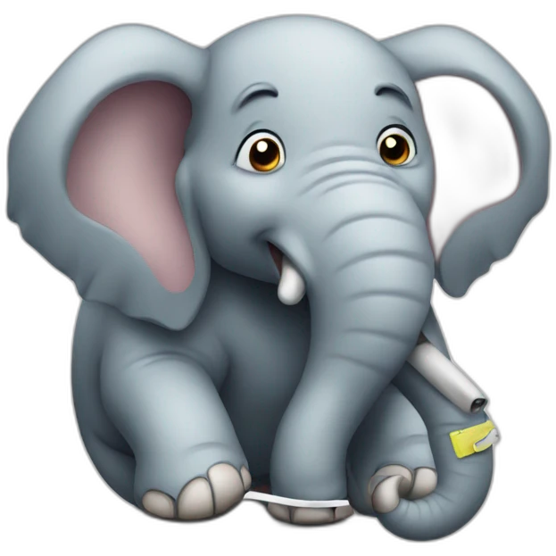 Elephant at phone emoji