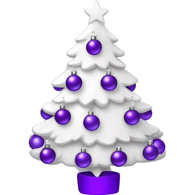 White Christmas tree with purple ornaments  emoji