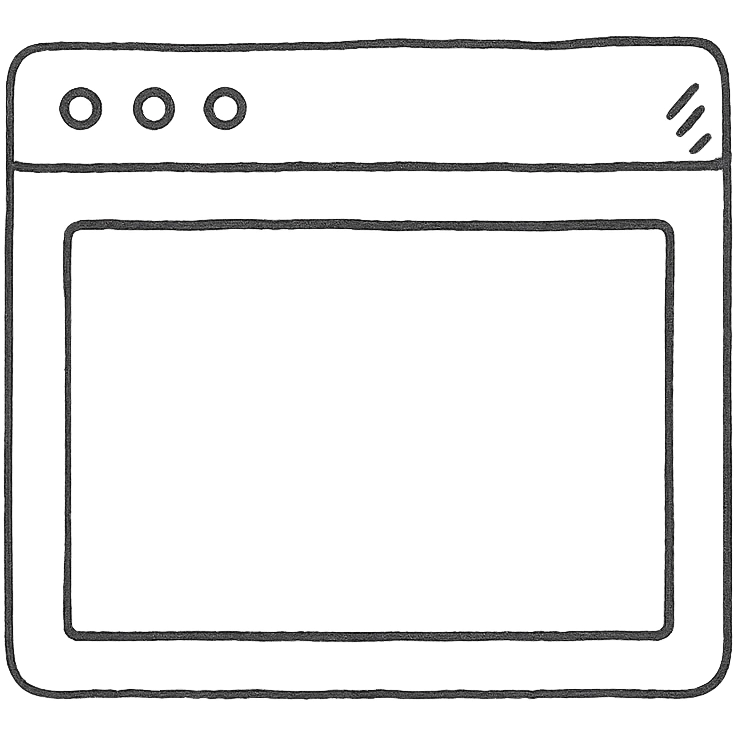 a browser icon, hand drawn, no fill, simple and clean emoji