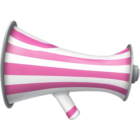 pink and white striped megaphone with white hearts coming out of it emoji