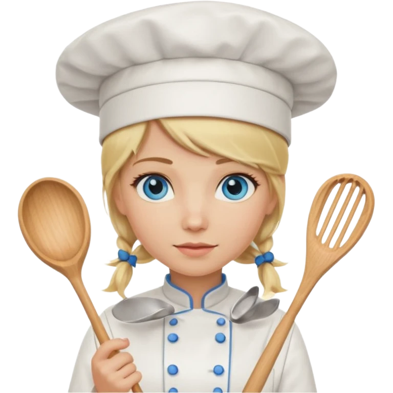 Blonde blue eyed female chef emoji