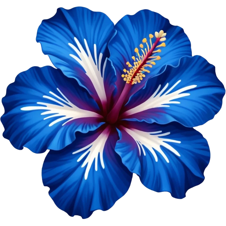 Dark blue flower hibiscus only colour blue and white emoji