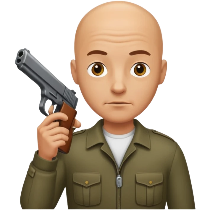 Bald man with a gun emoji