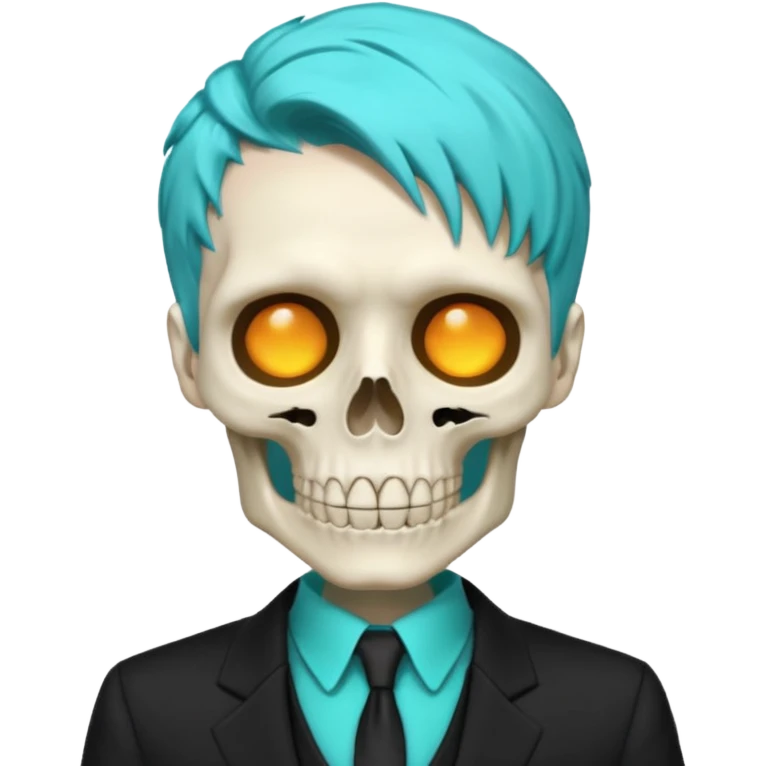 turqoise haired skeleton emoji