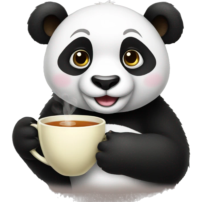 panda holding a cup of tea emoji
