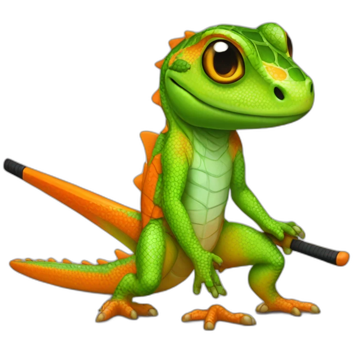 lezard with orange hockey jersay emoji