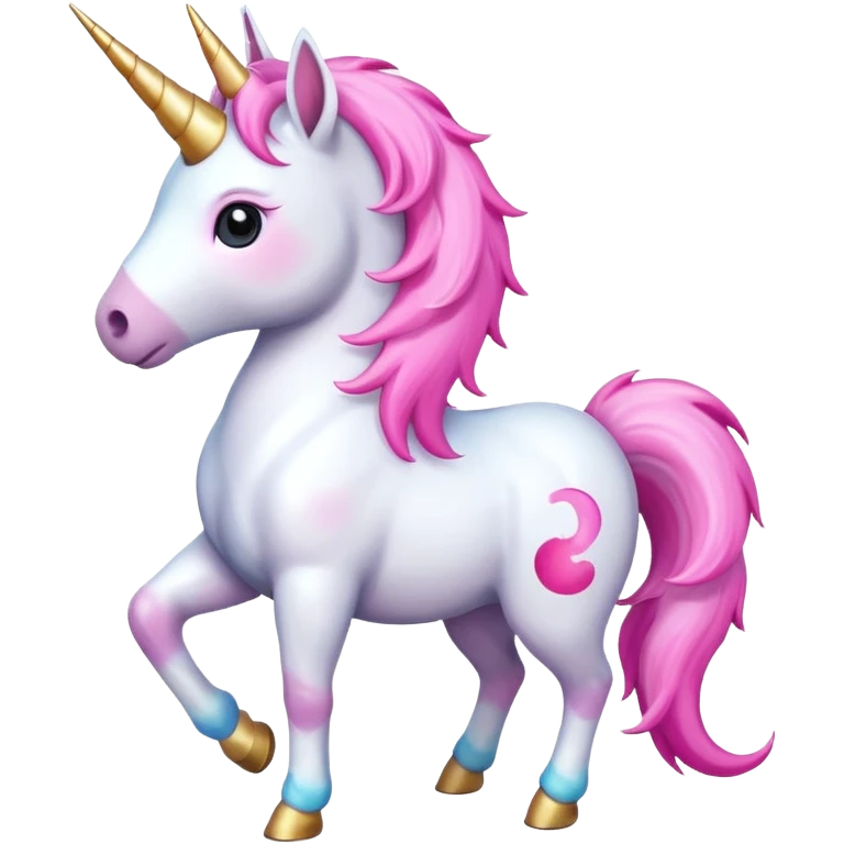 Create a single emoji of a Unicorn in full body, shown at a slight side angle in a natural, characteristic pose with a horn. Cute and stylized like an emoji, but clearly recognizable. No background.
 emoji