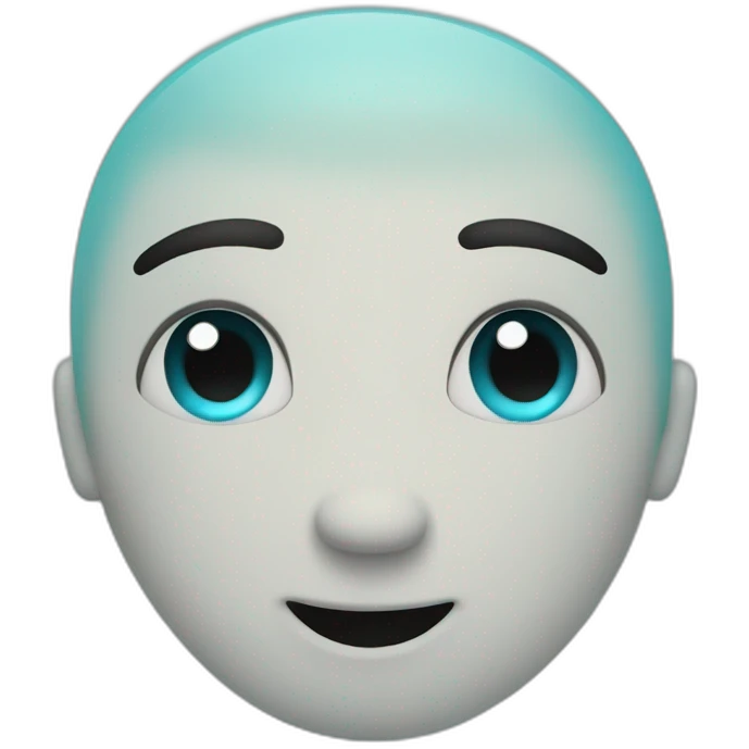 An simple aqua blue smiley, black eyes and black smile emoji