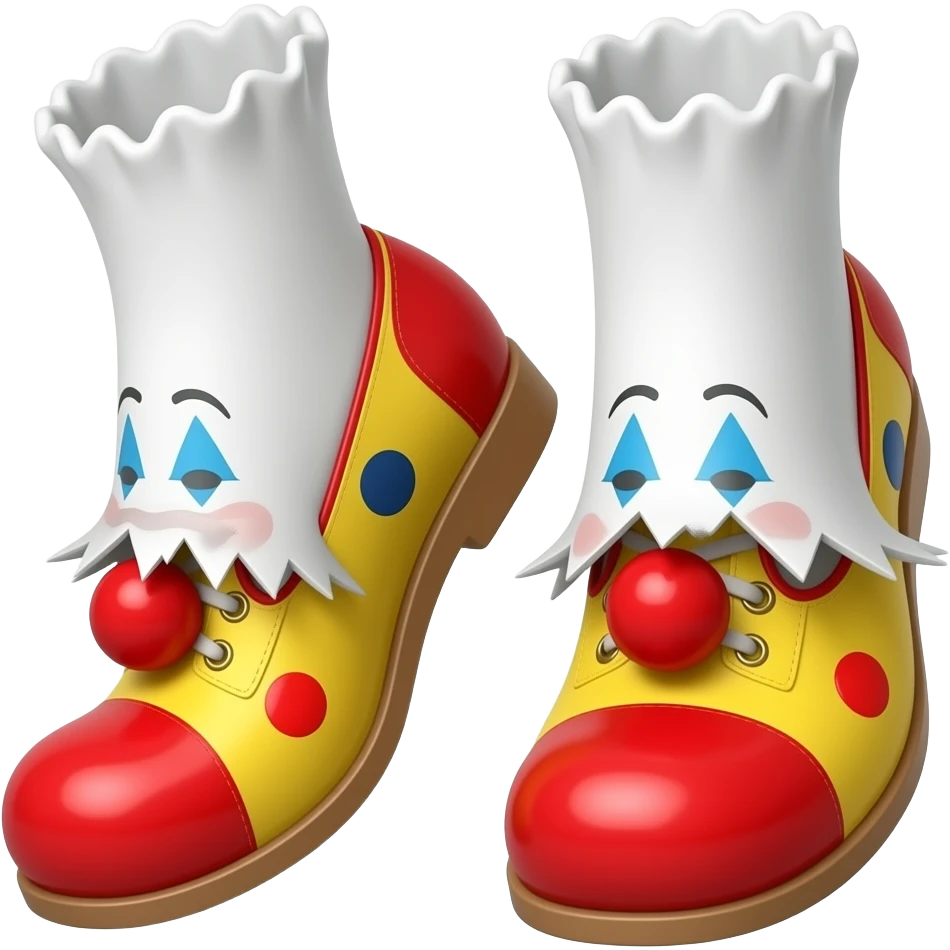 White feet with red toenails ripping clown shoes emoji