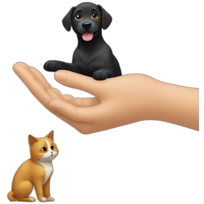 Un chat et un chien qui se serre la patte emoji