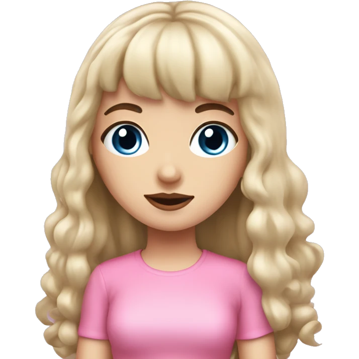 Beautiful Brunette blue eyed white girl with bangs pink outfit and she has a cbd blunt in her hand  emoji