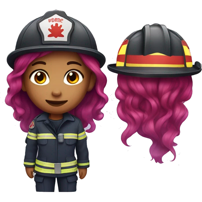 Girl with red,purple hair with firefighter outfit  emoji