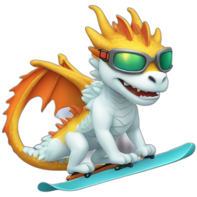 dragon cute skiing emoji
