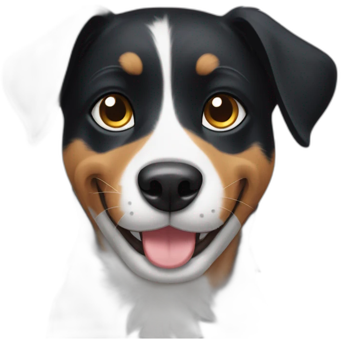 happy black dog next to calico cat emoji