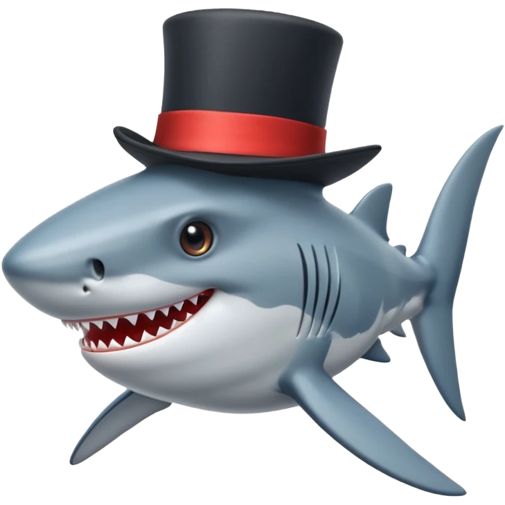 Shark with a top hat emoji