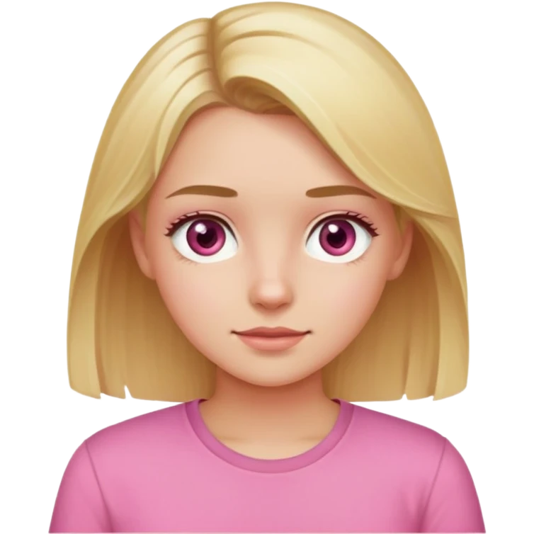 Blonde girl with hazel eyes in a pink shirt emoji
