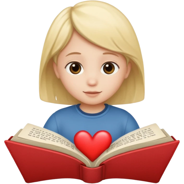 open book with a small child and heart above it emoji