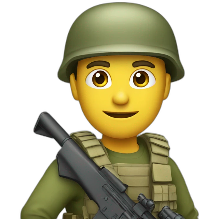 soldier pointed with his rifle to the camera emoji