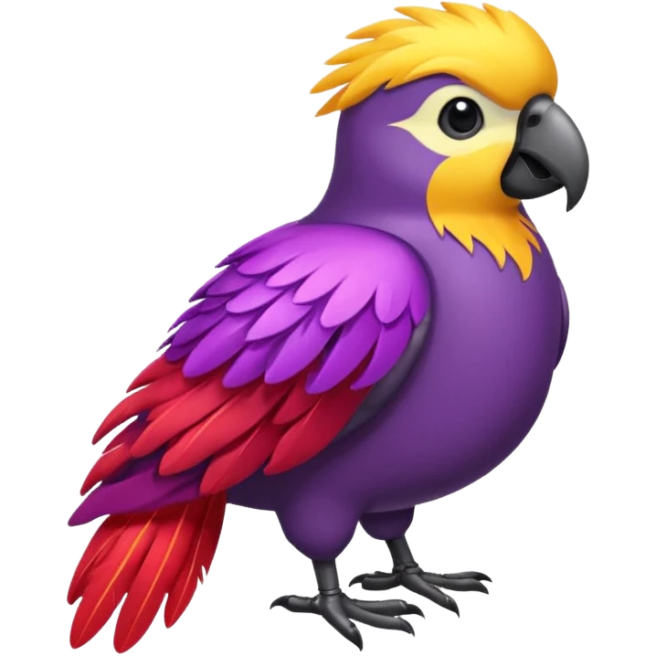 emoji de papagayo morado, rojo y amarillo (sin otros colores) emoji