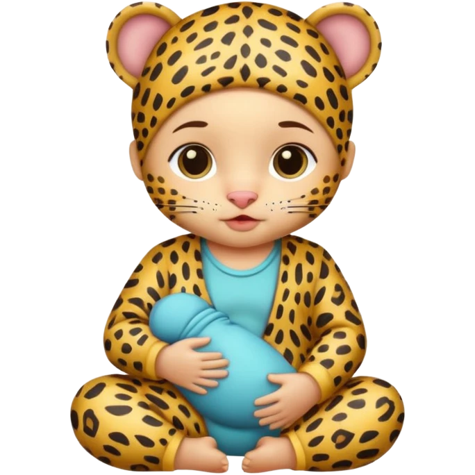 human baby with leopard patterned clothes emoji
