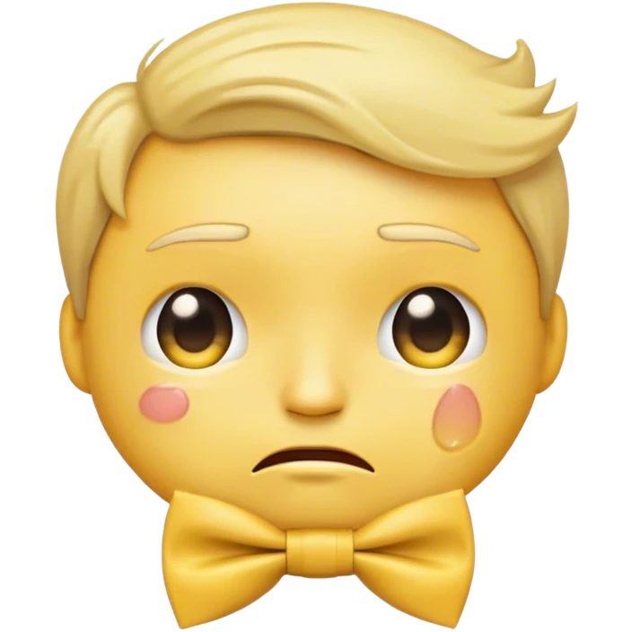 crying emoji with a bow tie in upper left  emoji