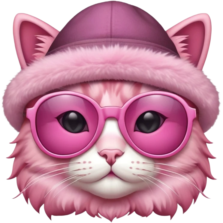 pink cat wearing sunglasses and hat emoji