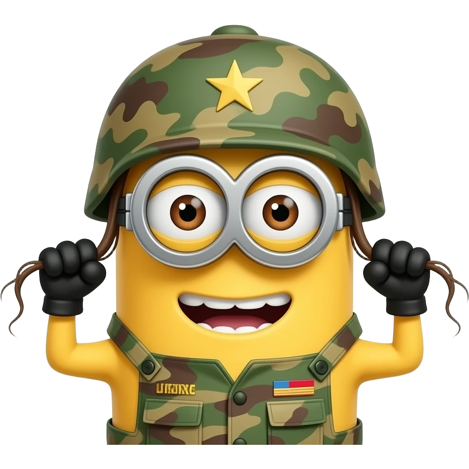 Minion in army uniform pulling hair out  text above Bad Bohica emoji