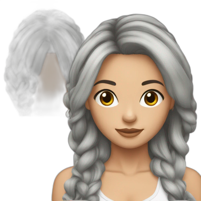 alicia brune cheveux plaqués couette emoji