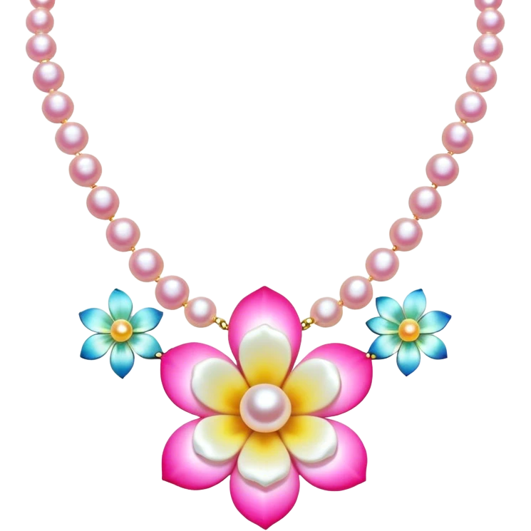 bright pink pearl necklace with mini flower in middle emoji