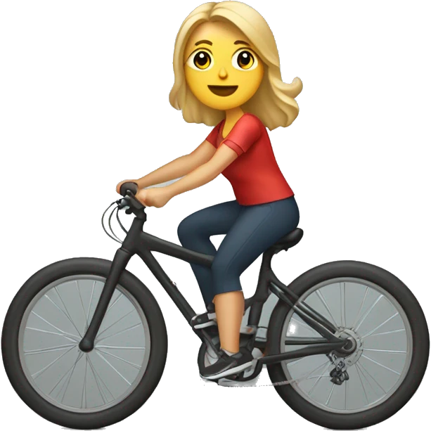 Mujer pecosa rubia en bicicleta de montaña emoji