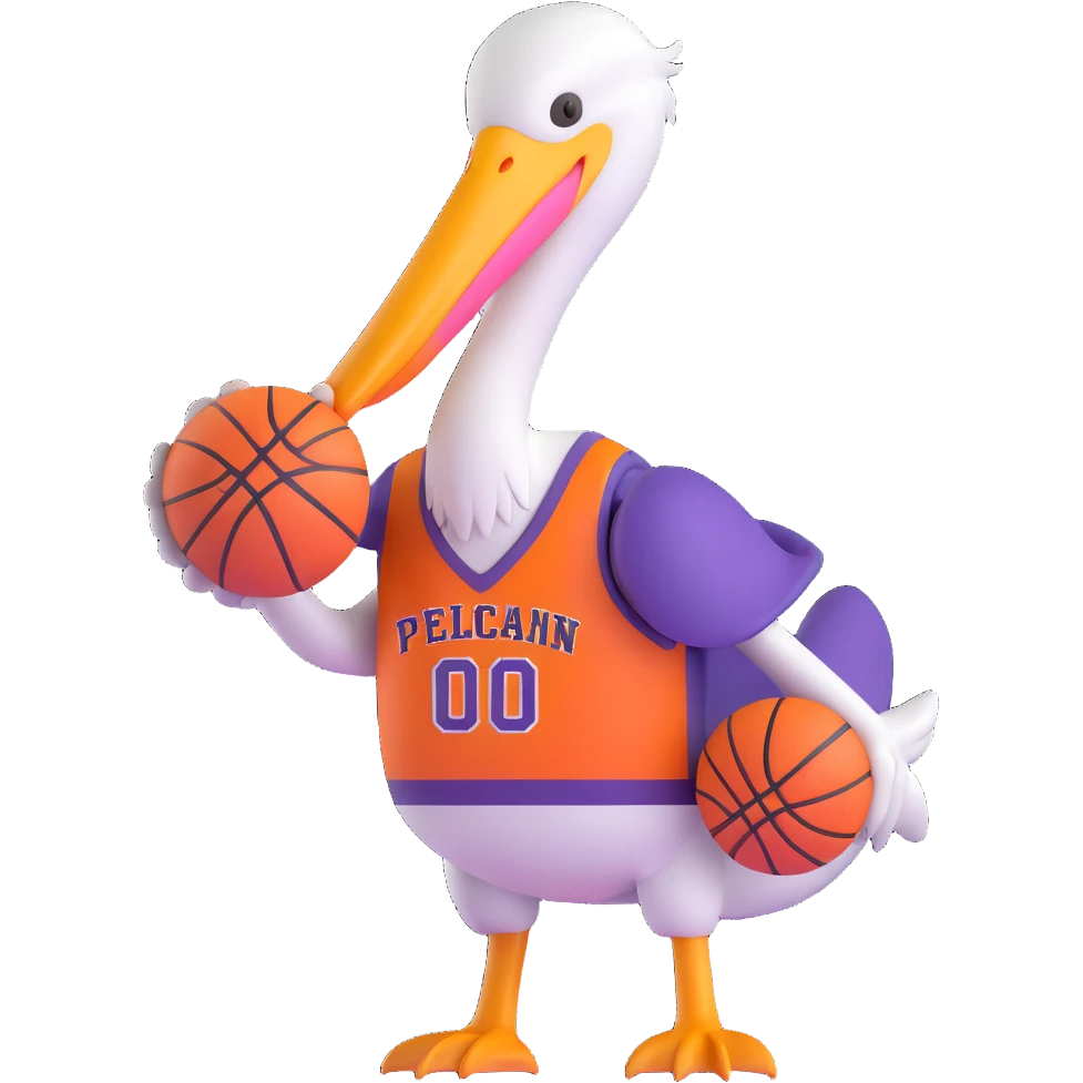 Pelican wearing New Orleans basketball jersey emoji