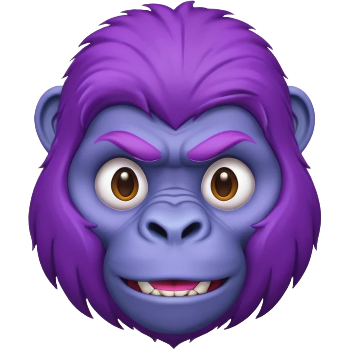 purple haired gorilla head, apple style emoji, no text emoji