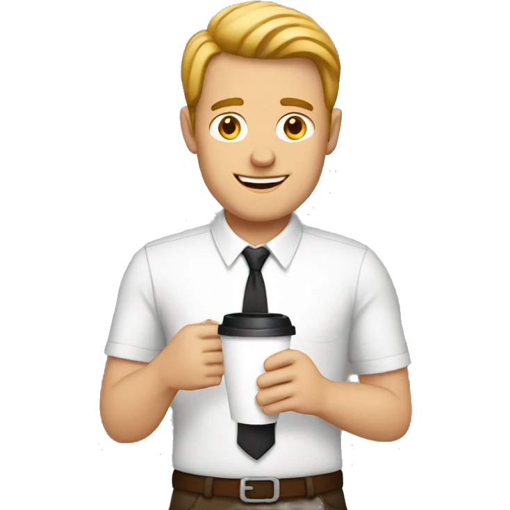 white man carrying coffee emoji