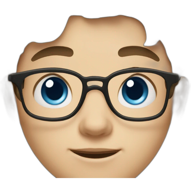 11 year old boy with brown hair and blue eyes with glasses as a fortnight charater emoji