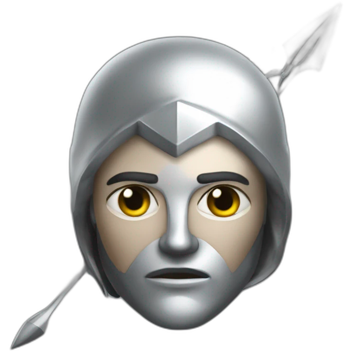 A warlike archer made of silver with a silver face turned sideways emoji