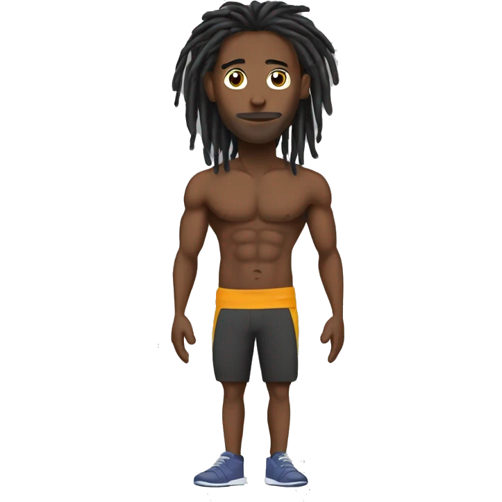 fitness guy, with dreads, and slim bodybuild emoji