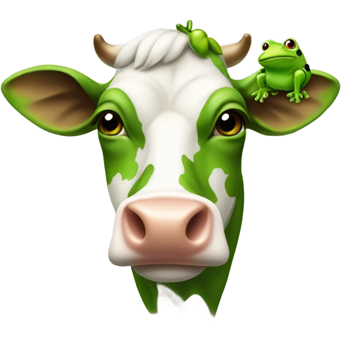 Cow with frog sitting on head emoji