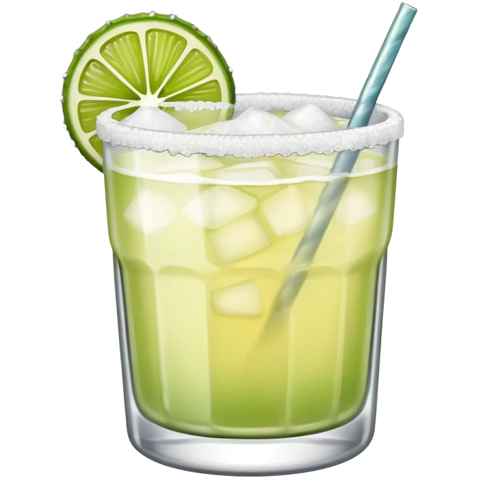 Margarita in a tumbler with a salt rim emoji