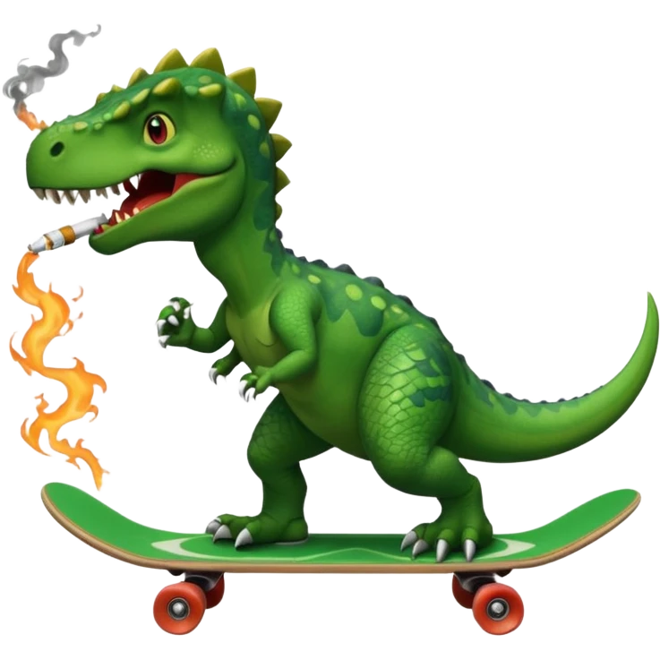 Dinosaur on a skate board smoking emoji