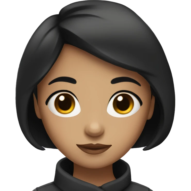 A girl with a short black hair and blaxk eyes  emoji