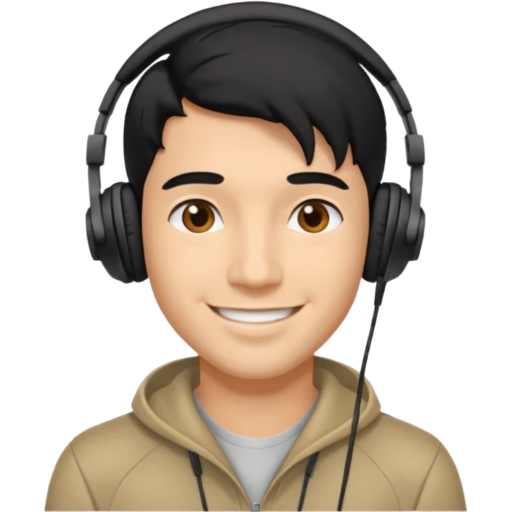 light black hair man with headphones emoji