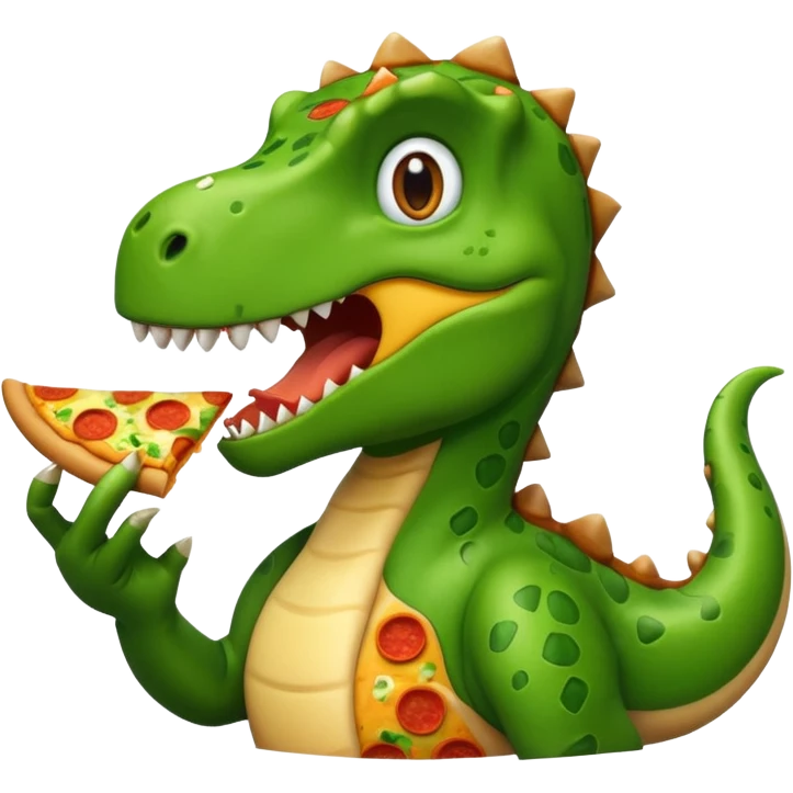 Dinosaur eating pizza emoji
