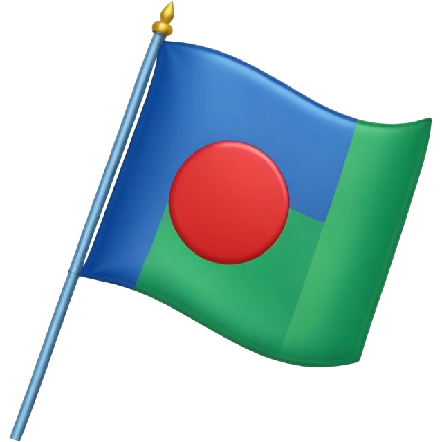 Emoji drapeau gitan bleu en haut vert en bas avec une roue rouge au millieu  emoji