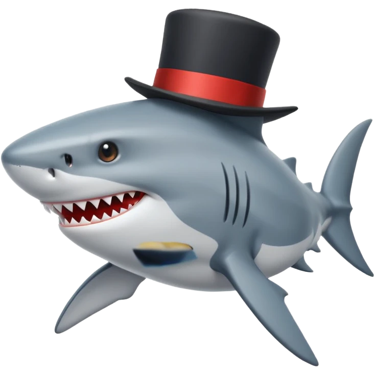 Shark with a top hat emoji