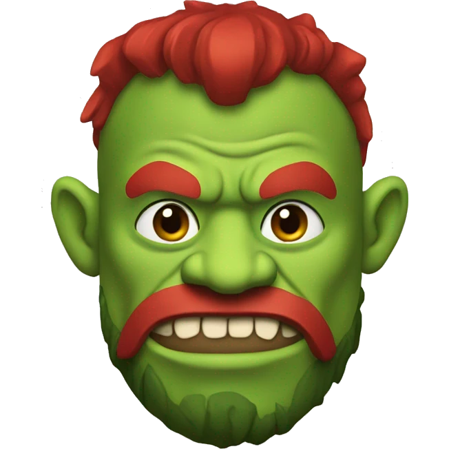 green orc with red beard and red mohican emoji